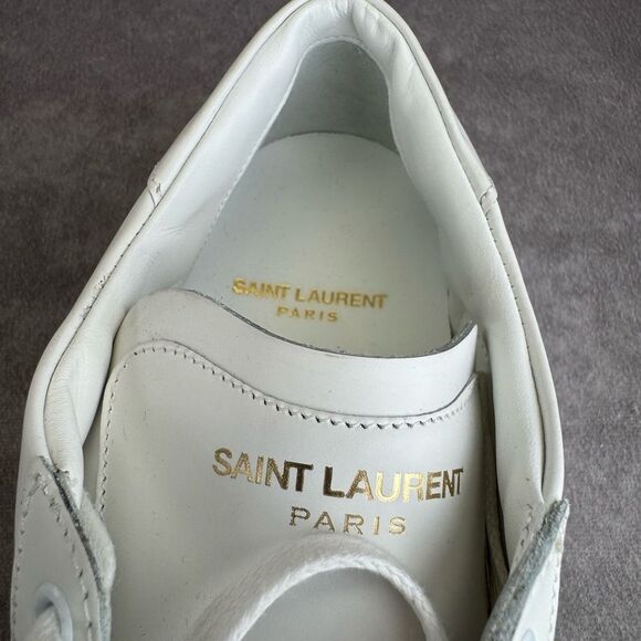 Saint Laurent 42 Classic Court White Low Leather Sneakers NEW 417849 - Picture 7 of 12